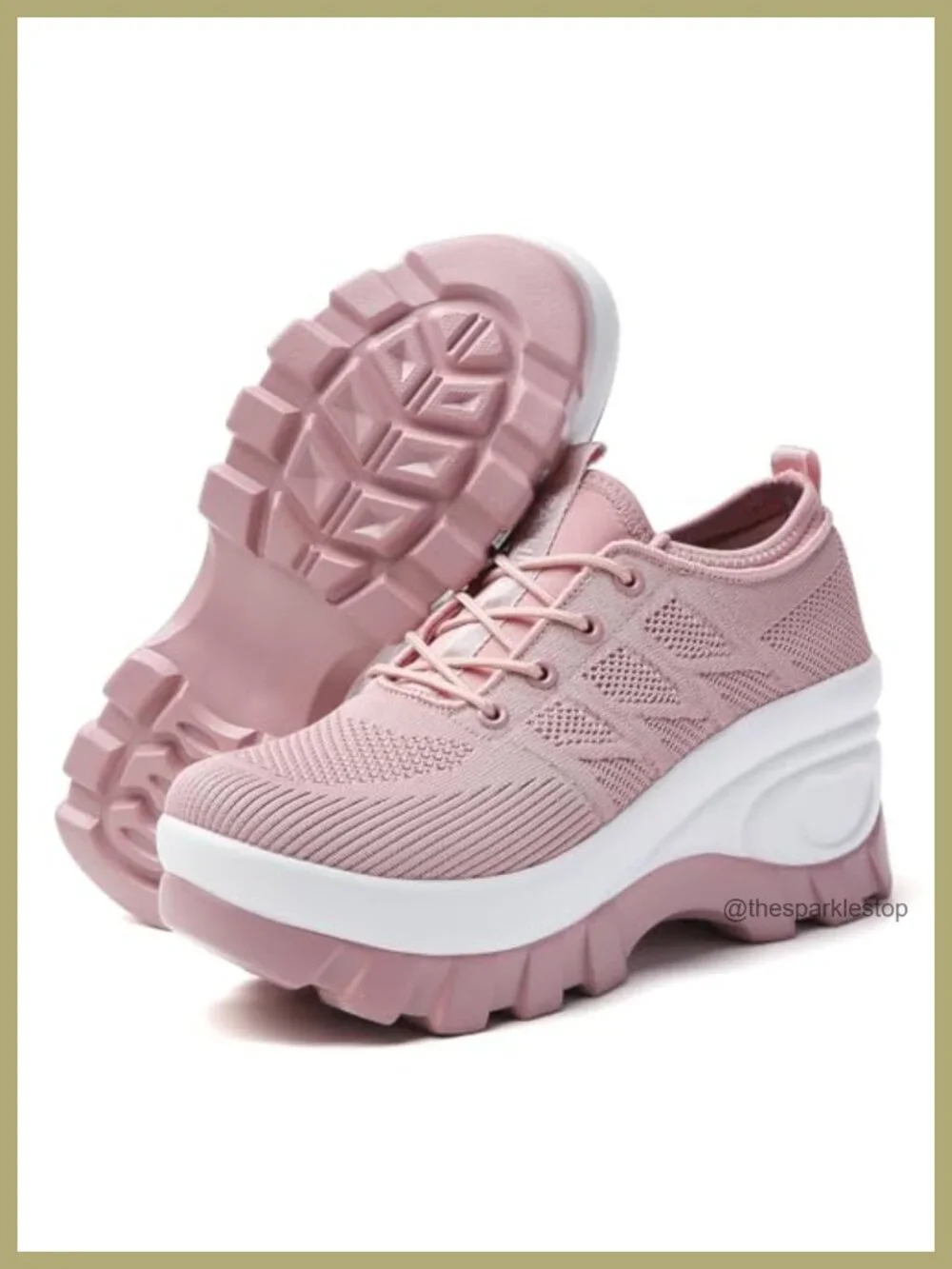 Chunky Platform Knitted Lace Up Orthopedic Walking Shoes Arch Support Non-Slip